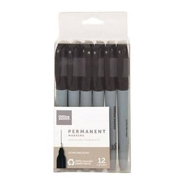 Permanent Markers Ultra-Fine Point Black 12/Pk