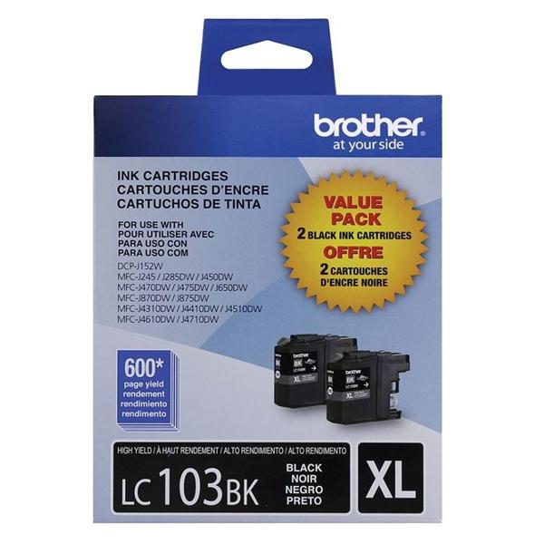 Brother LC103 High-Yield Black Ink Cartridges 2/Pack 2/Pk