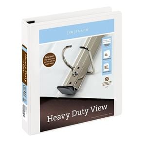 Heavy-Duty D-Ring View Binder 1 1/2 in Rings White Ea