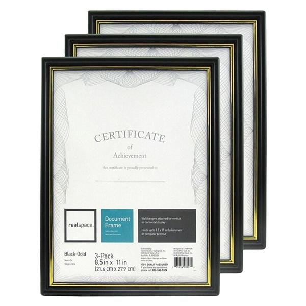 Realspace Document/Certificate Holder 8.5 in x 11 in Clear 3/Pack 3/Pk