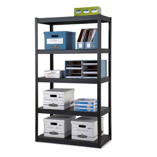 Edsal Heavy-Duty Steel 5 Shelves 72 in x 36 in x 18 in Black 5/Bx