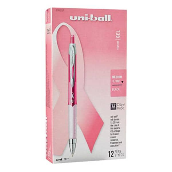 uni-ball 207 Fraud Prevention Gel Pen Medium Point 0.7 mm Black 12/Pk