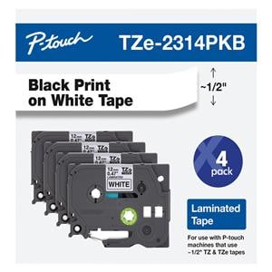 Brother P-Touch TZe-231 Label Tape 1/2"x26-1/4' White/Black 4/Pk