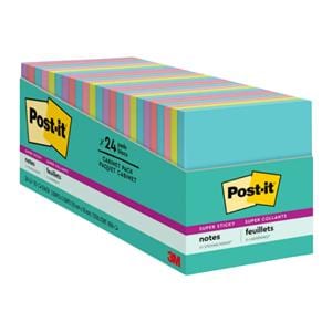 Post-it Super Sticky Notes Assorted Neon 3x3" 24/Pk