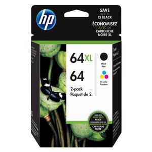 HP Ink Cartridges 64/64XL Black/Tricolor 2 Pack 2/Pk