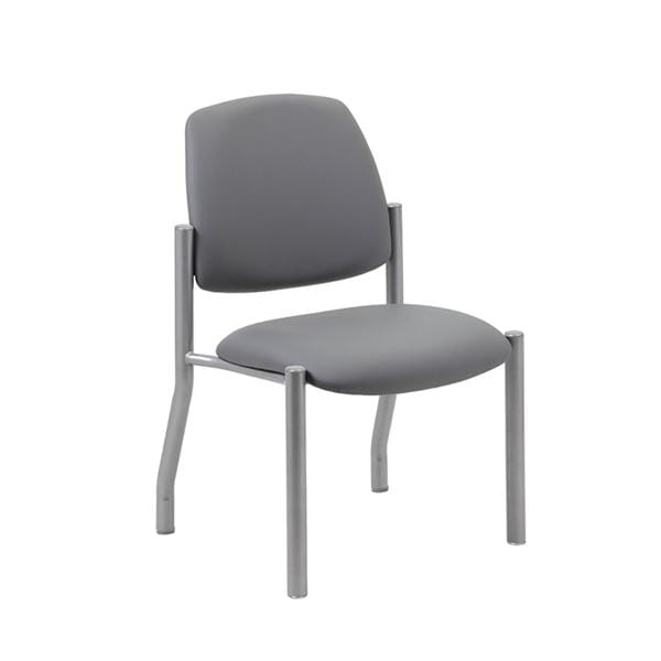 Mid-Back Armless Guest Chair 4 Tubular Steel Legs Gray Antimicrobial Vinyl Ea