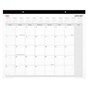 2024 Monthly Dsk Pad Calendar, 21-3/4x17", blck/White, Jan-Dec 2024, OD202600 Ea