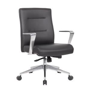 Exctv Dsk Chair, Blk W/ Alum Arm & Base, Antmcrbl Uphlstr Ea