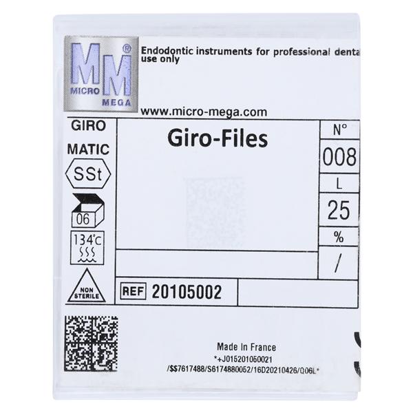 Giro Hedstrom Files Rotary File 25 mm Size 8 Stainless Steel White 6/Pk