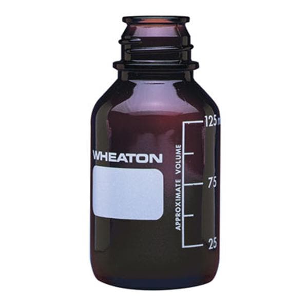 Wheaton Media Bottle Borosilicate Glass Amber 125mL 48/Pk