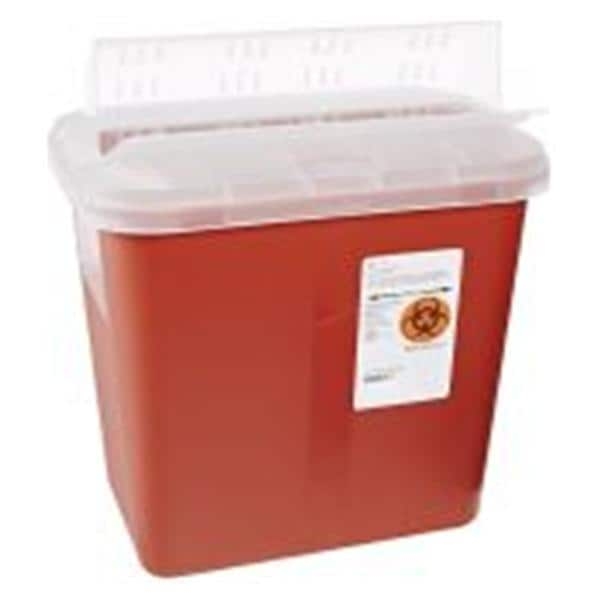 Sharps Container 2gal Red 7.25x10.5x12.75" Horizontal Drop Plastic Ea