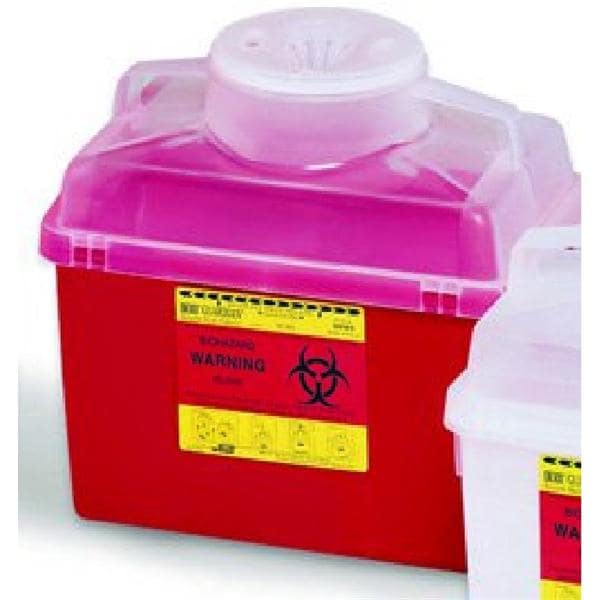 Sharps Container 14qt Red 8-8/10x12-8/10x11-1/2" Hinge Lid Plastic 20/Ca