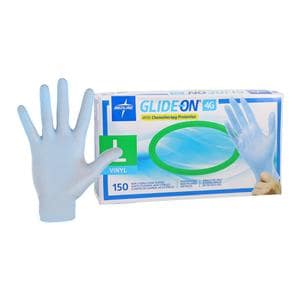 Glide-On Vinyl Exam Gloves Large Light Blue Non-Sterile