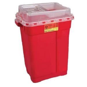 Sharps Container 9gal Red/Clear 11-3/4x17-3/4x18-1/2" Sliding Lid Plastic Ea