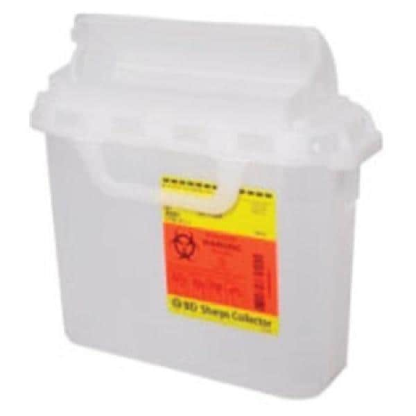 Sharps Container 5.4qt Clear 4-8/10x12x12" Hrzntl Counterbalanced Dr Ld Plstc Ea