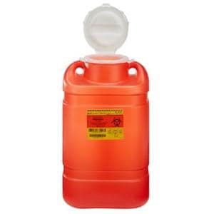 Sharps Container 5gal Red/Clear 7-1/2x10-1/2x18" Hinge Lid Plastic Ea