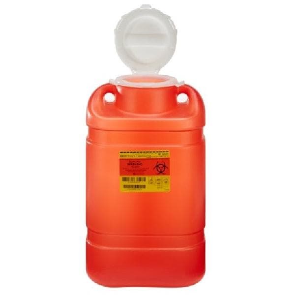 Sharps Container 5gal Red/Clear 7-1/2x10-1/2x18" Hinge Lid Plastic Ea