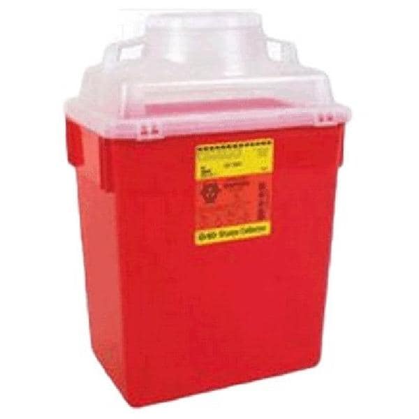 Sharps Container 6gal Red/Clear 8-8/10x12-8/10x17-1/2" Hng Ld/Ptls Plstc 6gal, 12 EA/CA