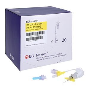 Nexiva IV Catheter Shielded 24 Gauge 3/4" Yellow Closed End 20/Bx