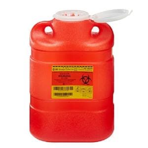 Sharps Container 8.2qt Red/Clear 5-3/10x9-4/10x13-4/10" Hng Ld/Ptls Plstc EA