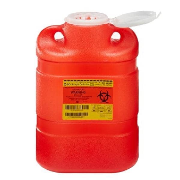 Sharps Container 8.2qt Red/Clear 5-3/10x9-4/10x13-4/10" Hng Ld/Ptls Plstc EA