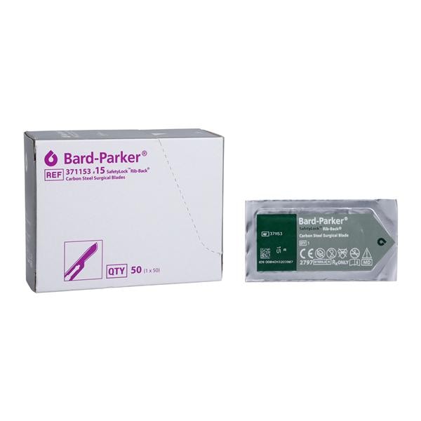 Bard-Parker Safety Lock Steel Sterile Surgical Blade #15 Disposable 50/Bx