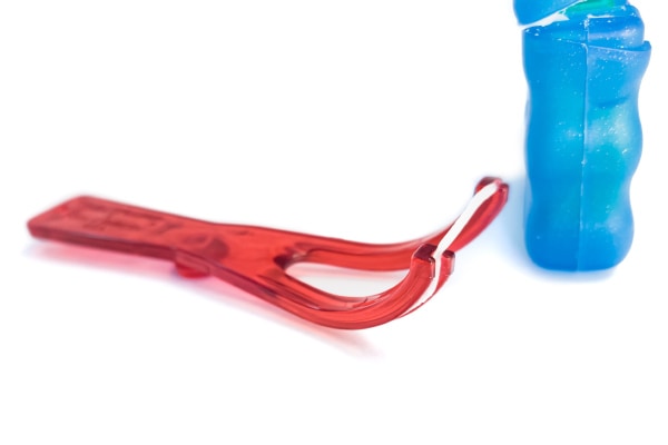 Red Floss Holder with Blue Floss Container